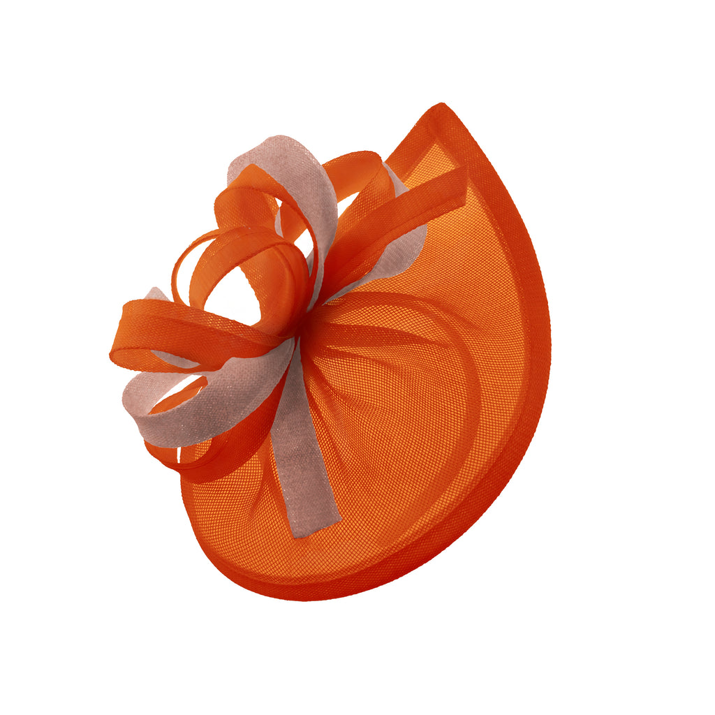 Caprilite Vegan MoonMix Hoop Fascinator Chapeau sur bandeau Mariage Ascot Races Sur mesure Sinamay Disc - Orange Dusty Pink