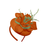 Orange Sage Mix Round Pillbox Bow Sinamay Headband Fascinator Weddings Ascot Hatinator Races