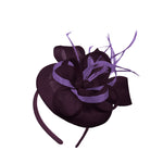 Plum Purple Mix Round Pillbox Bow Sinamay Headband Fascinator Weddings Ascot Hatinator Races
