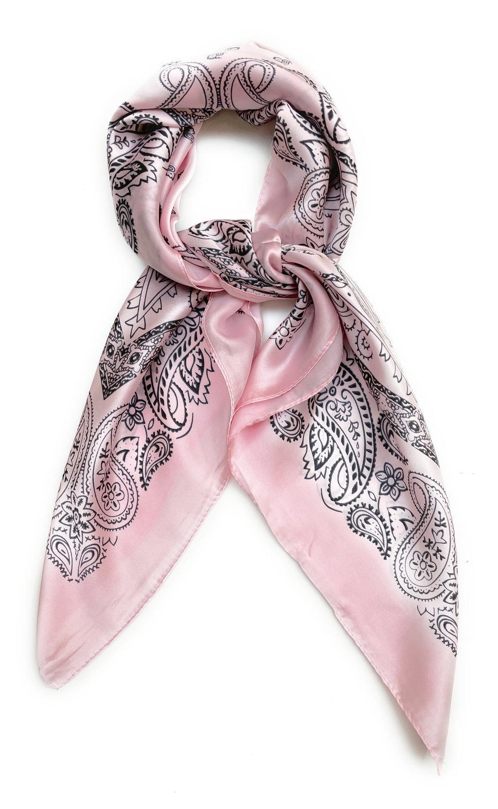 70cm x 70cm Square Scarf Pink Paisley Scarf Thin Silky Womens Summer Spring