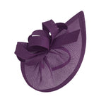 Caprilite Vegan Moon Hoop Fascinator Chapeau sur bandeau Mariage Ascot Races Sur mesure Sinamay Disc - Violet foncé / Prune