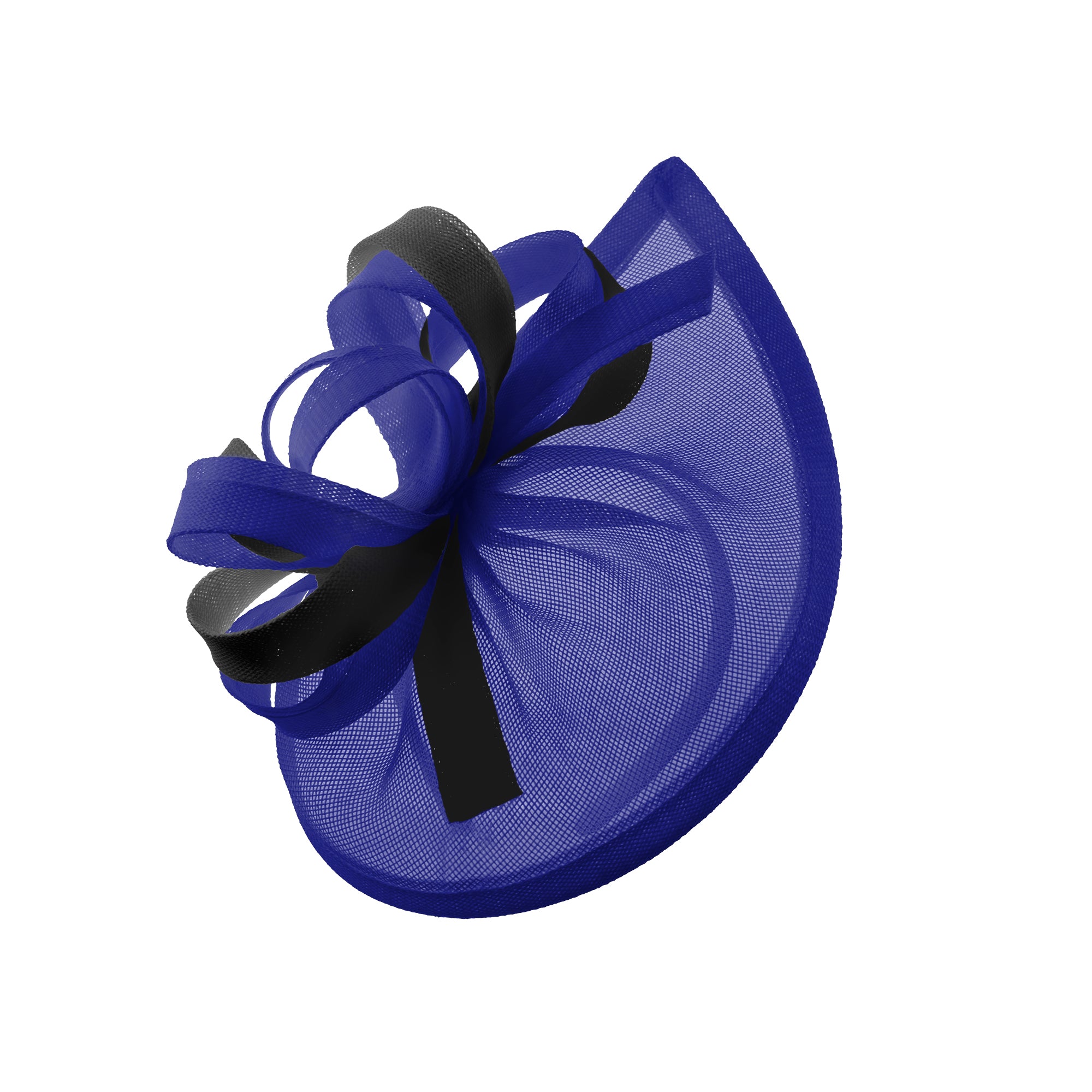 Caprilite Vegan MoonMix Hoop Fascinator Chapeau sur bandeau Mariage Ascot Races Sur mesure Sinamay Disc - Royal Blue Black