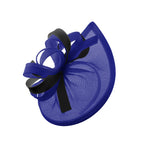 Caprilite Vegan MoonMix Hoop Fascinator Hat on Headband Wedding Ascot Races Bespoke Sinamay Disc - Royal Blue Black