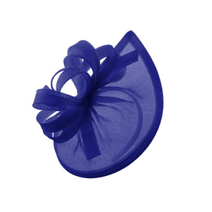 Caprilite Vegan MoonMix Hoop Fascinator Hat on Headband Wedding Ascot Races Bespoke Sinamay Disc - Royal Blue Royal Blue