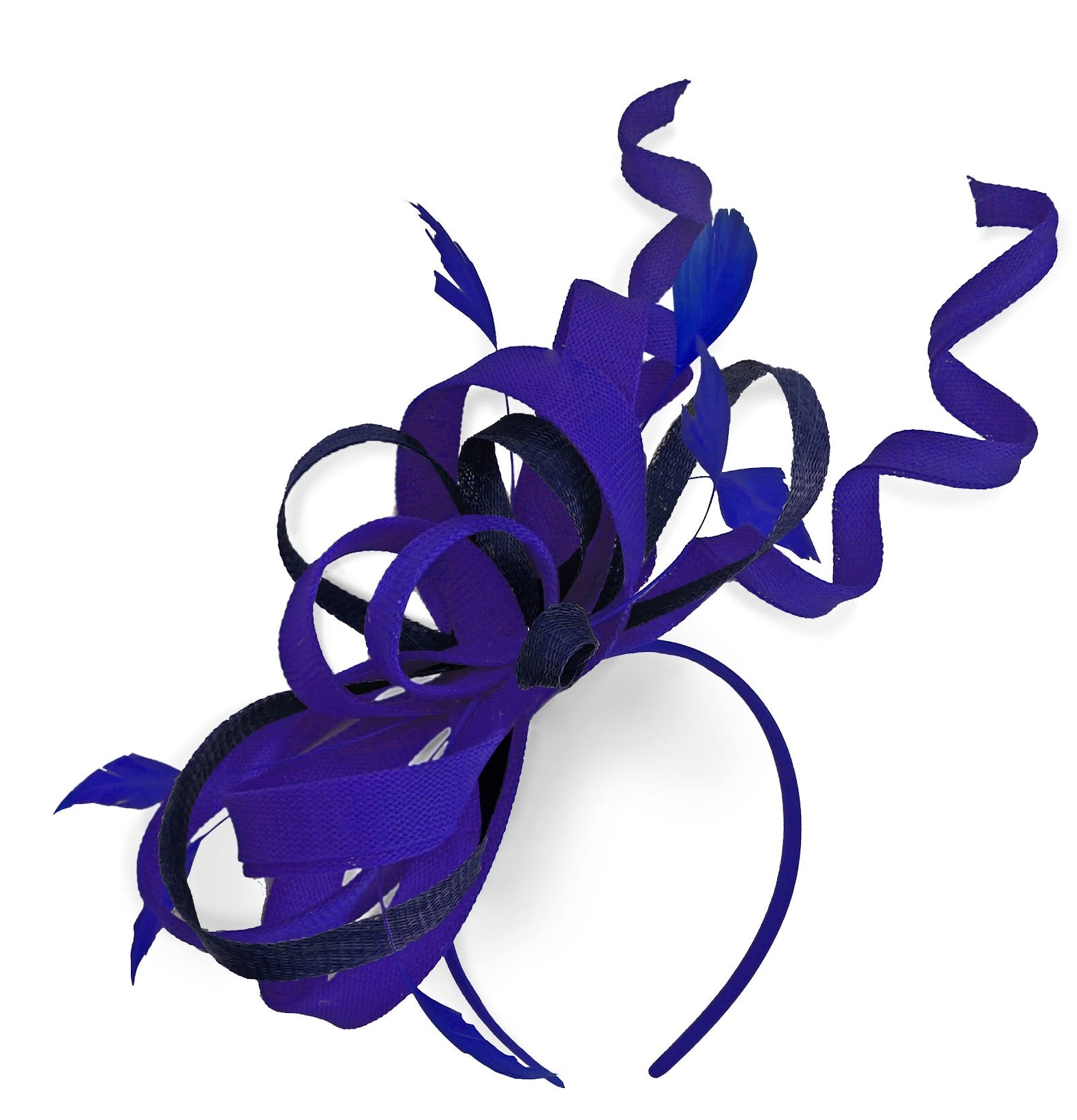 Caprilite Royal Blue and Navy Wedding Swirl Fascinator Headband Alice Band Ascot Races Loop Net