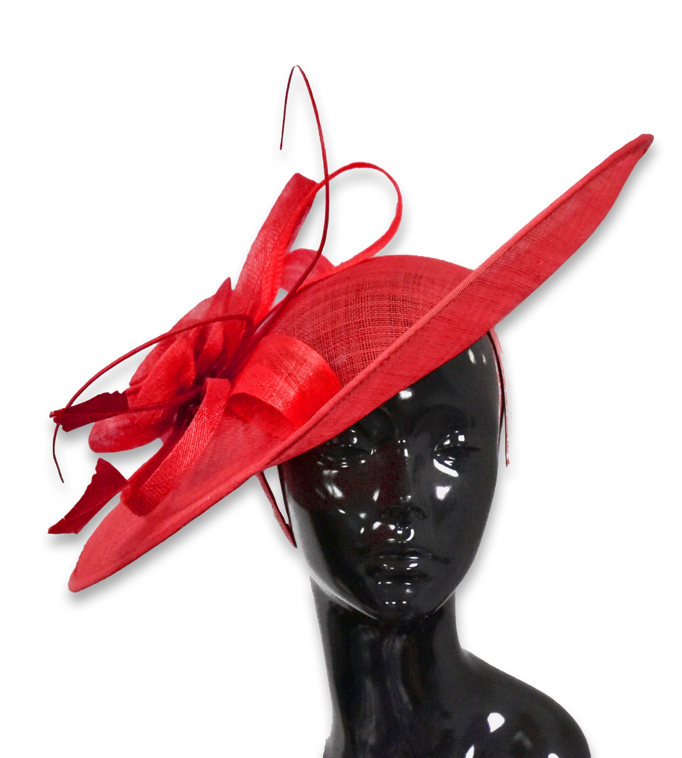 Red Burgundy 41cm Mix Large Sinamay Hatinator Disc Saucer Brim Hat Fascinator on Headband