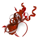 Caprilite Rouge et Rose Poussiéreux Mariage Swirl Fascinator Bandeau Alice Band Ascot Races Loop Net