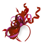 Caprilite Rouge et Fuchsia Mariage Swirl Fascinator Bandeau Alice Band Ascot Races Loop Net