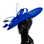 Royal Blue 41cm Large SInamay Hatinator Disc Saucer Brim Hat Fascinator on Headband