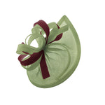 Caprilite Vegan MoonMix Hoop Fascinator Hat sur bandeau Mariage Ascot Races Sur mesure Sinamay Disc - Sage Burgundy