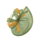 Caprilite Vegan MoonMix Hoop Fascinator Chapeau sur bandeau Mariage Ascot Races Sur mesure Sinamay Disc - Sage Gold