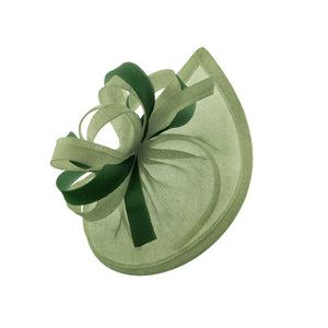 Caprilite Vegan MoonMix Hoop Fascinator Chapeau sur bandeau Mariage Ascot Races Sur mesure Sinamay Disc - Vert sauge