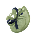 Caprilite Vegan MoonMix Hoop Fascinator Chapeau sur bandeau Mariage Ascot Races Sur mesure Sinamay Disc - Sage Navy