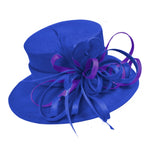 Bleu Royal et violet foncé grand chapeau à bord de reine Occasion Hatinator bibi mariages formels