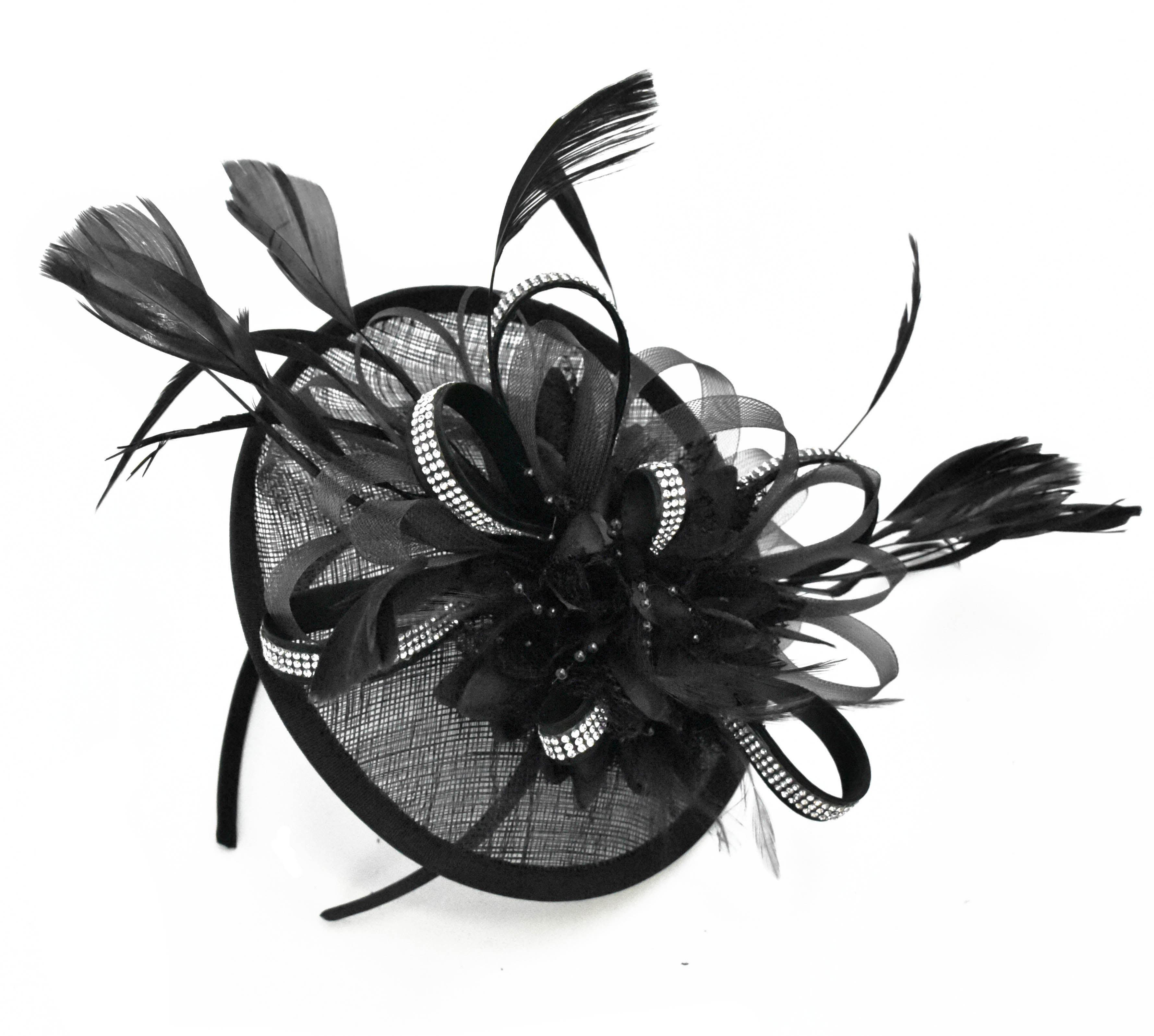 Caprilite UK Online Caprilite Disc Saucer Sinamay Black Diamante