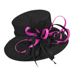 Black and Fuchsia Hot Pink Large Queen Brim Hat Occasion Hatinator Fascinator Weddings Formal