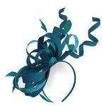 Caprilite Teal and Aqua Wedding Swirl Fascinator Headband Alice Band Ascot Races Loop Net