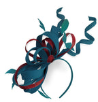 Caprilite Teal and Burgundy Wedding Swirl Fascinator Headband Alice Band Ascot Races Loop Net