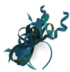 Caprilite Sarcelle et Vert Mariage Swirl Fascinator Bandeau Alice Band Ascot Races Loop Net