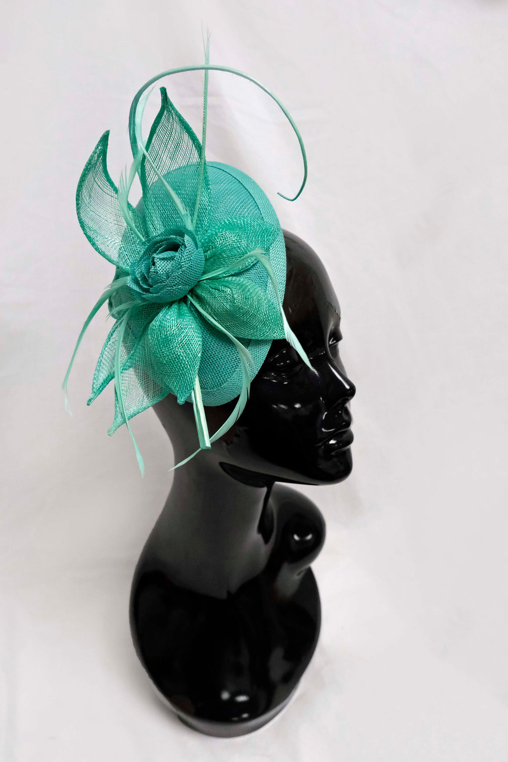 Light Turquoise Teardrop Sinamay Fascinator Weddings Ascot Hatinator Races