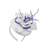 White Lavender Mix Round Pillbox Bow Sinamay Headband Fascinator Weddings Ascot Hatinator Races