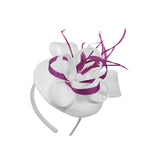 White Plum Mix Round Pillbox Bow Sinamay Headband Fascinator Weddings Ascot Hatinator Races