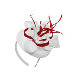 White Red Mix Round Pillbox Bow Sinamay Headband Fascinator Weddings Ascot Hatinator Races