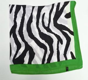 70cm x 70cm Square Scarf Green Zebra Print Pattern Scarf Thin Silky Womens Summer Spring