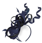 Caprilite Navy and Black Wedding Swirl Fascinator Headband Alice Band Ascot Races Loop Net