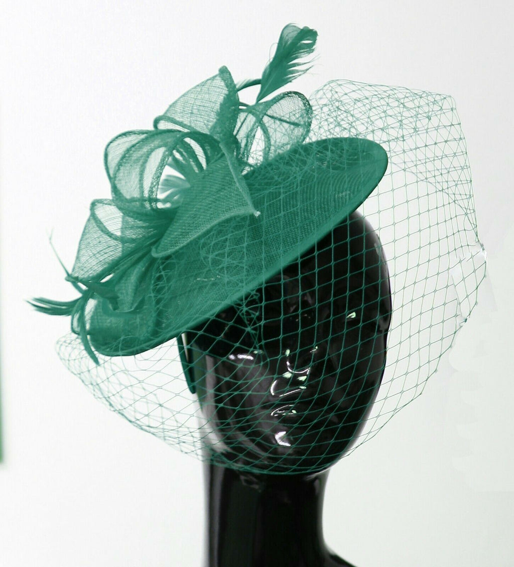 Caprilite Saucer Sinamay Headband Fascinator Wedding Ascot Hat Hatinator Birdcage Veil[Teal]