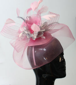 Baby Pink and Silver Pop Hat Fascinator Caprilite
