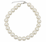 Large 18mm Faux Pearl Bead Chain Vintage Statement Great Gatsby Necklace Choker[Natural Pearl Colour]