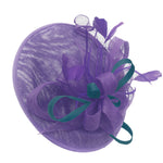 Caprilite Big Saucer Sinamay Lavender Purple & Teal Mixed Colour Fascinator On Headband