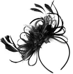 Caprilite Black Hoop and Feathers Fascinator on Headband