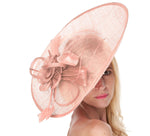 Blush Light Pale Pink 41cm Large SInamay Hatinator Disc Saucer Brim Hat Fascinator on Headband