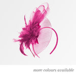 Bow veil fascinator with feathers, floral detailing and an adjustable headband