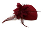 Small Kids Burgundy Fascinator Tear Drop Flower and feathers on clip