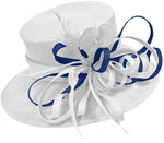 White and Navy Large Queen Brim Hat Occasion Hatinator Fascinator Weddings Formal