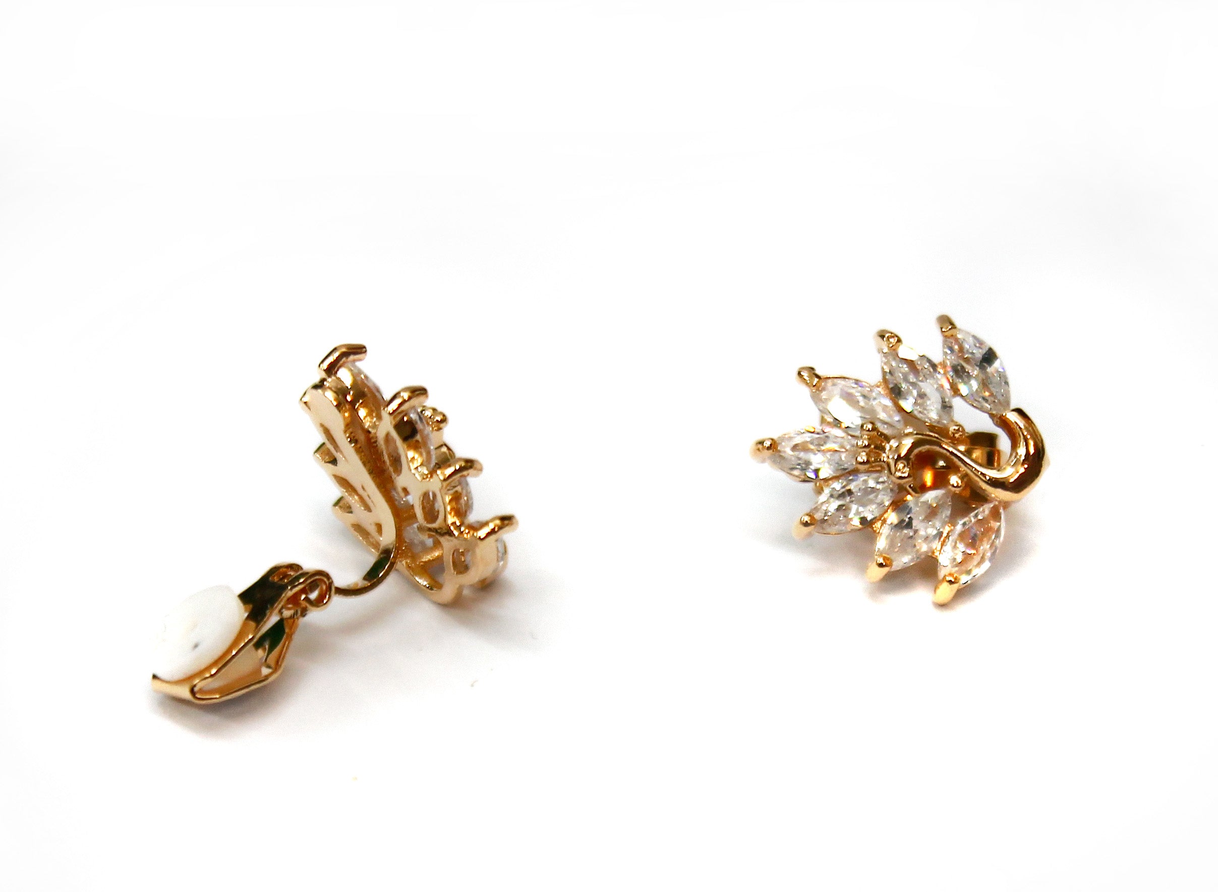 CLIP ON Earrings Swan Crystal Earrings Gold Women's Ladies