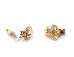 CLIP ON Earrings Triple Crystal Star Women's Gold Ladies Caprilite