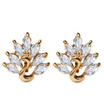 CLIP ON Earrings Swan Crystal Earrings Gold Women's Ladies