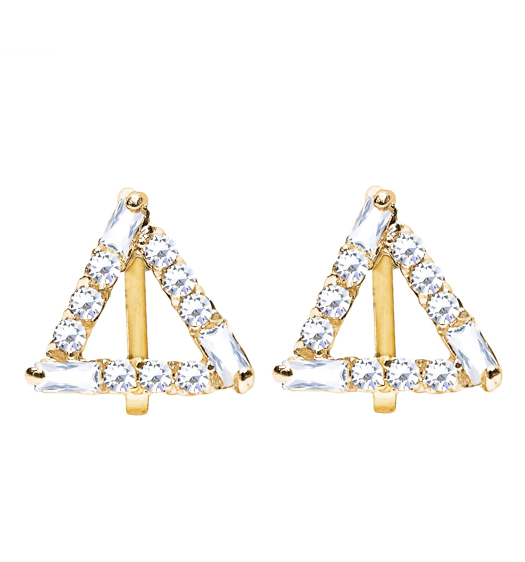 Boucles d'oreilles CLIP ON pour femmes, cristal doré, Triangle géométrique, bijoux pour dames et filles