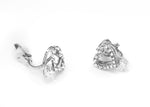 CLIP-ON Earrings Silver Crystal Heart Women's Ladies