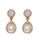 CLIP ON Earrings Oval Drop Crystal Earrings Women Ladies Clipon Gold Bridal
