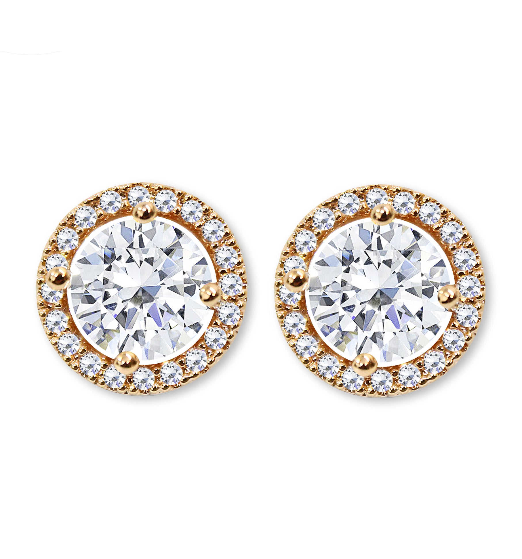 CLIP ON Earrings Gold Crystal Round Cut Clipon Women Ladies Bridal