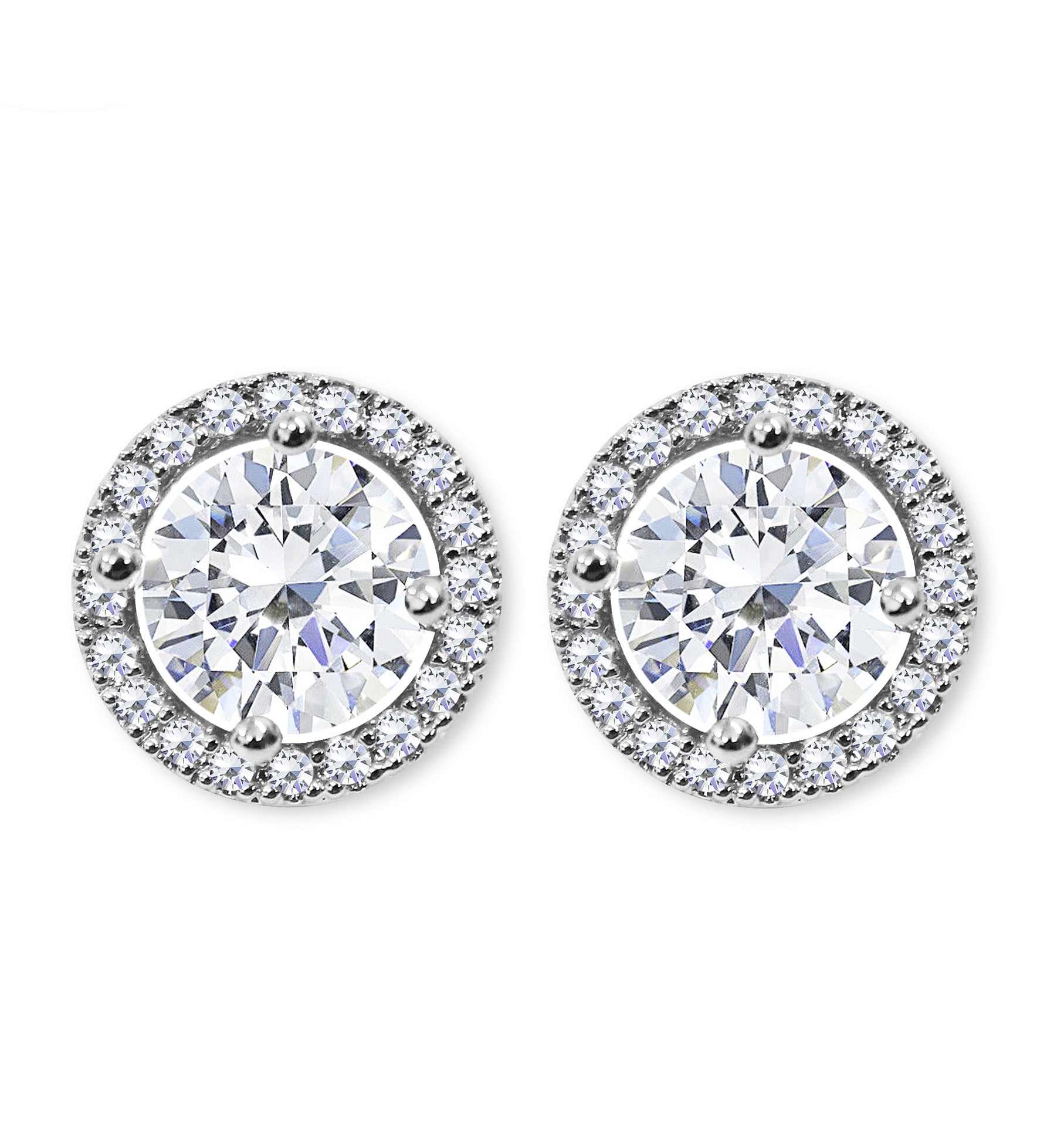 CLIP-ON Earrings Silver Crystal Round Cut Women Ladies Bridal