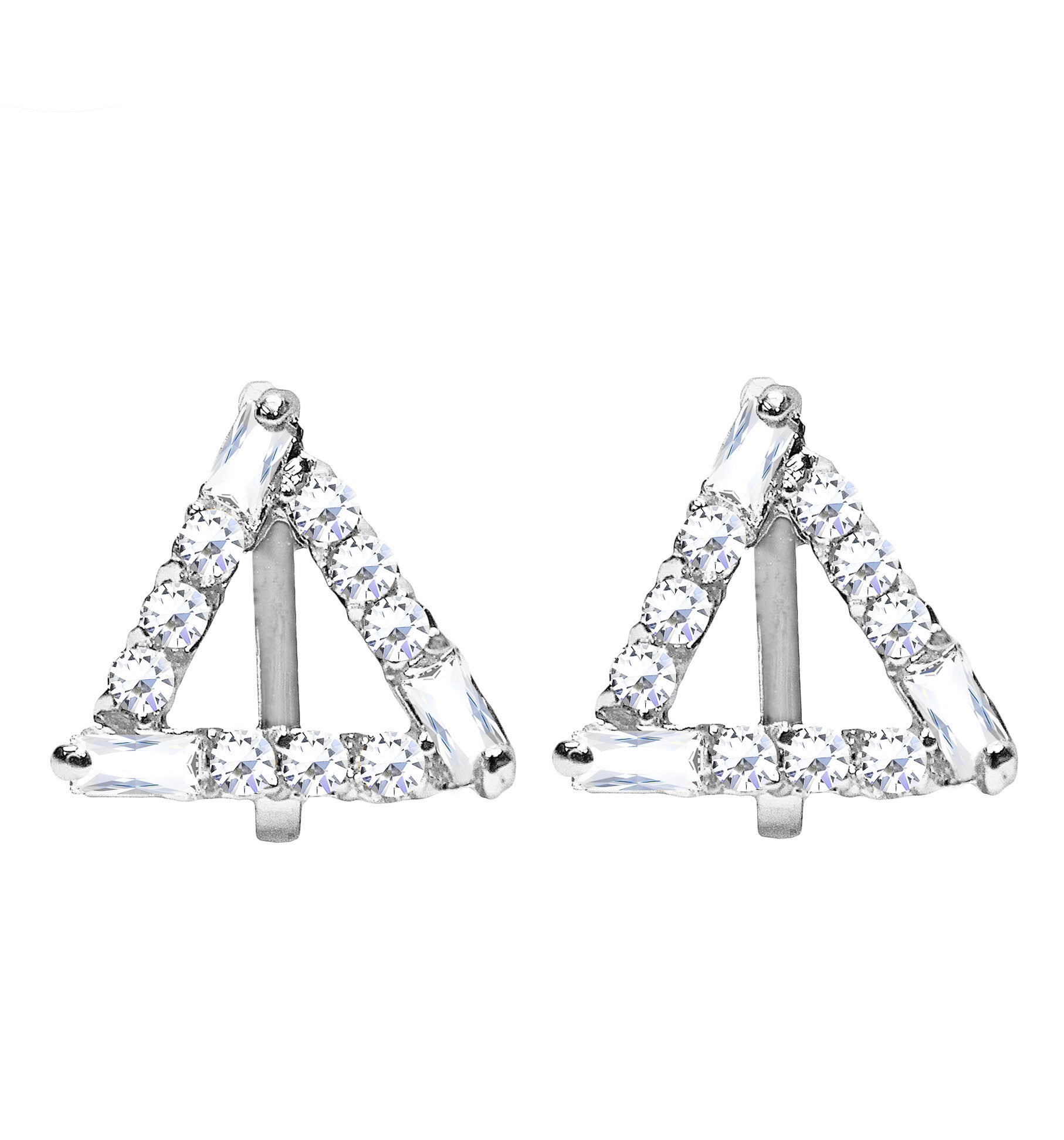 CLIP ON Women's Crystal Silver Geometric Triangle Earrings Jewelry Ladies Girls