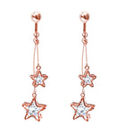 Crystal Drop Dangle Clip On Earrings Tassel Non Pierced Star Rose Gold