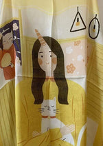 Japanese Cat and Unicorn Lady Scarf Thin Silky Womens Summer Spring