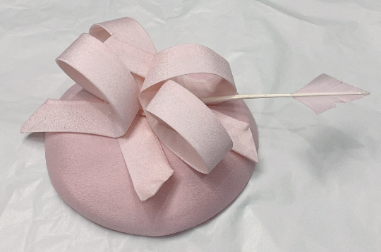 Blush Light Pale Pink Pillbox Fascinator Swirl on Headband